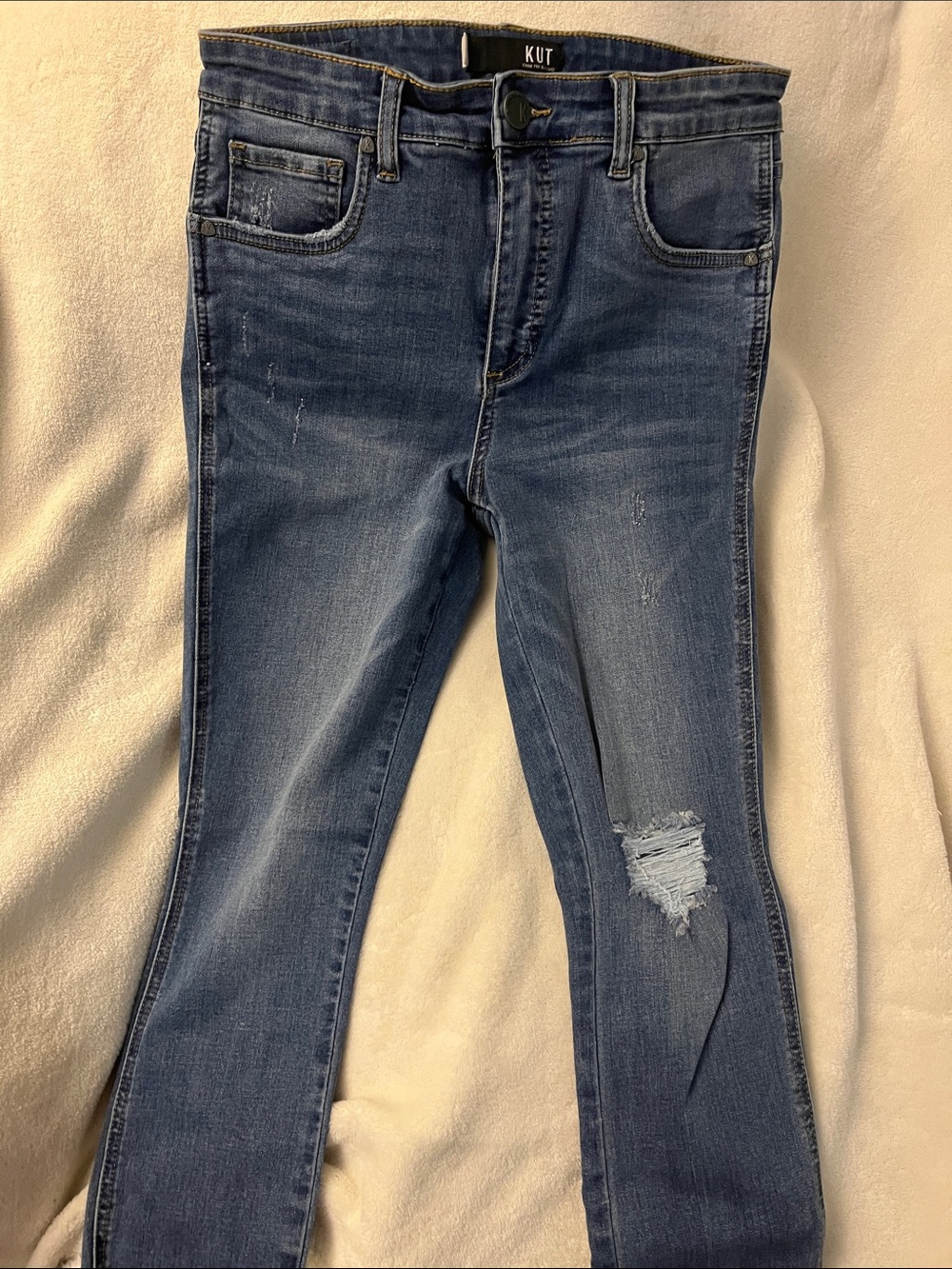 Kut from the Kloth Connie Distressed Skinny Jeans in Mid Blue
